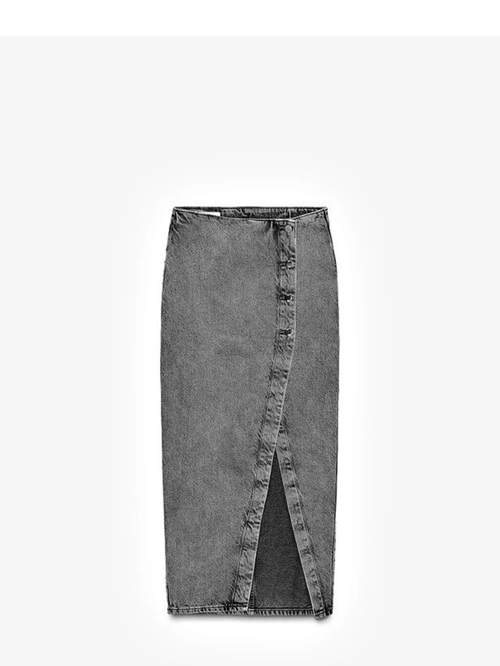 Zara Z1975 Crossover Denim Midi Skirt Gray